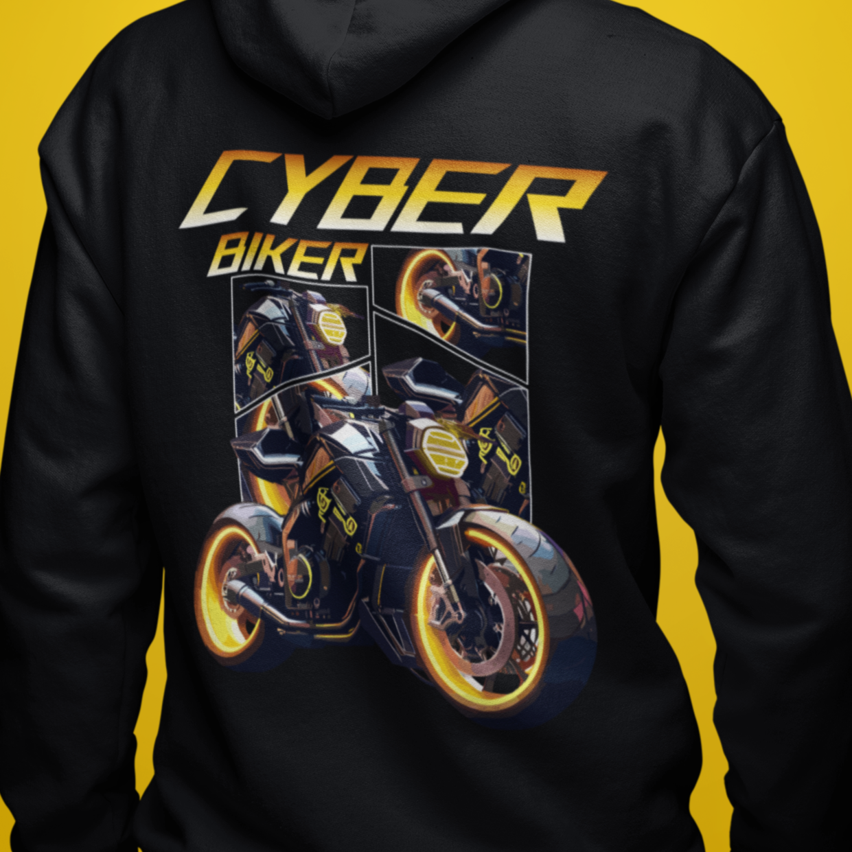 Cyber Biker HigherBlanks Premium Hoodie Backprint