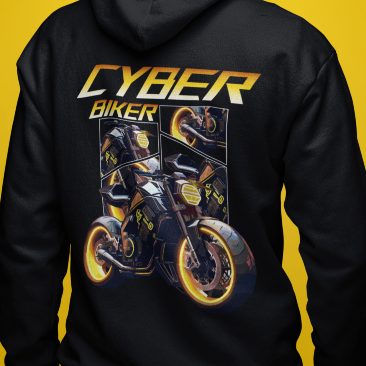 Cyber Biker Classic Zipper Hoodie Unisex Backprint